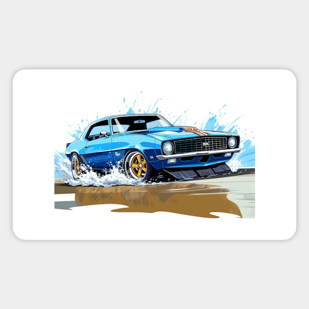 Camaro Blue Cartoon Magnet by SynchroDesign